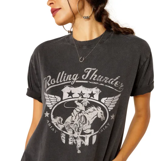 Ariat T-Shirt Rolling Thunder Black Acid Wash